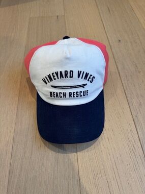 Vineyard Vines Beach Rescue Cap - White, Coral & Navy